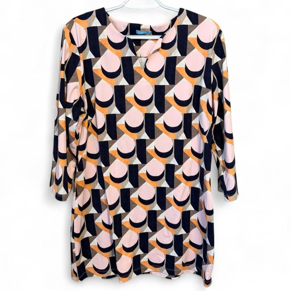 J.McLaughlin Geometric Print Shift Dress Tunic Size XL